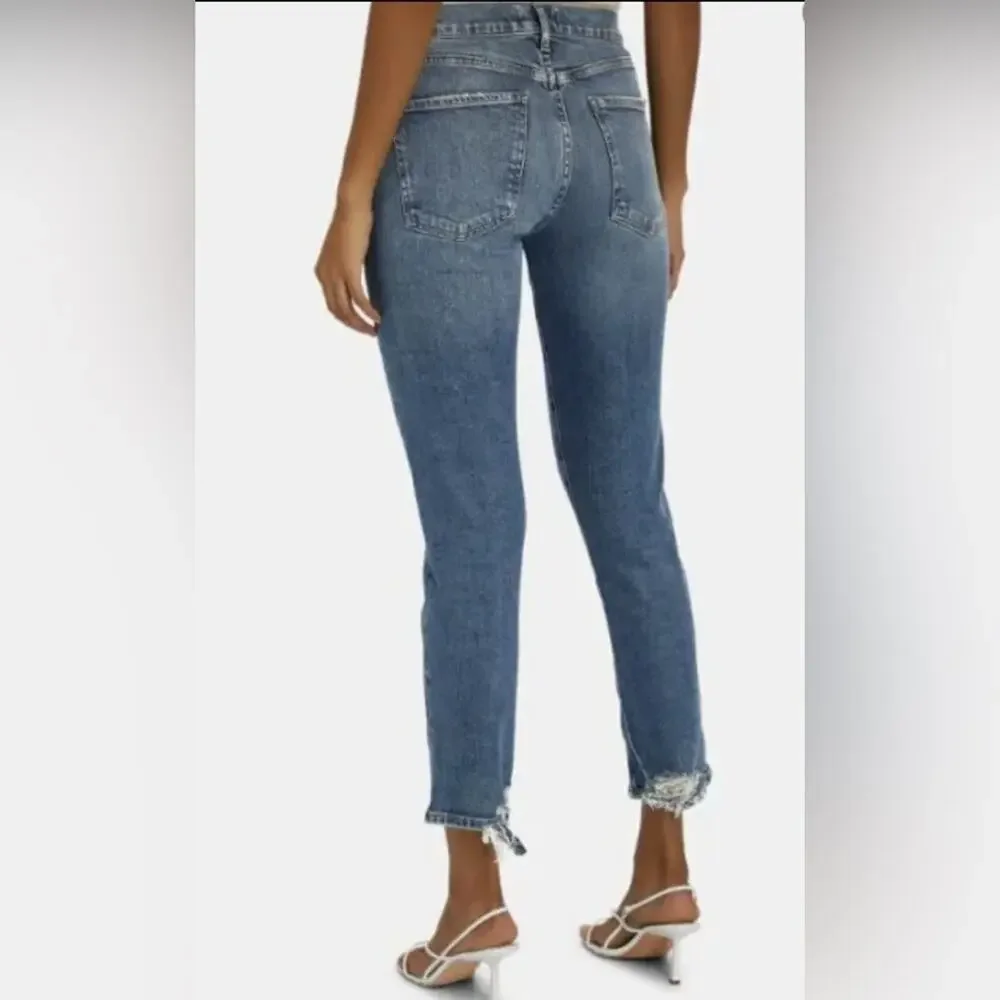 AGOLDE Toni Straight Slim Leg Jeans Distressed Mid Rise Denim Womens Size 28 - Picture 2 of 6